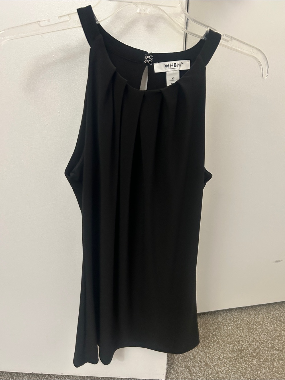 White House Black Market Black Pleated Halter Neck Top